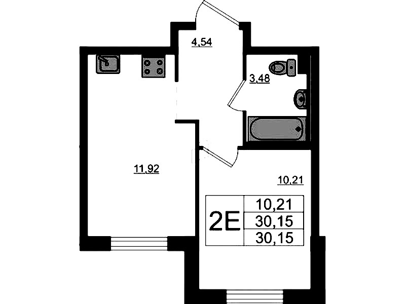 1-комнатная квартира 30.15 м², 1/17 эт., ЖК «Стороны Света 2»